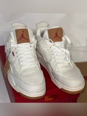 Nike Jordan 4 Retro Levi's White (Levi's Tag) Size 12 Men’s Sneakers Brand New